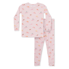 Long Sleeve Pajama Set in Pink Surfing Dogs
