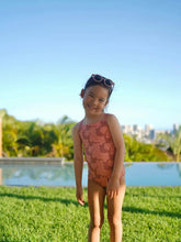 Tie Back One Piece Swimsuit in Mauve Hibiscus