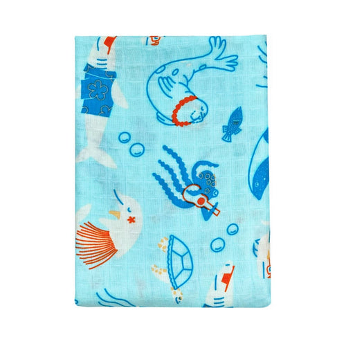 Reef Rascals Hawaiian Aloha Theme Bamboo Cotton blend Swaddle Blanket