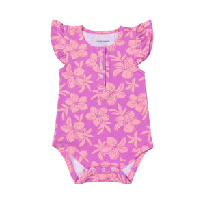 Sunrise Blooms Flutter Sleeve Baby Bamboo Onesie