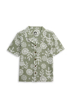 Camp Colar Shirt in Sage Sunflower