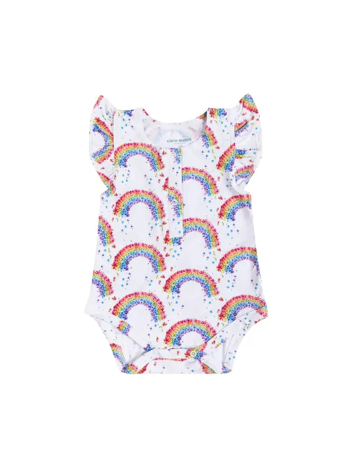 0-6mos Flower Shower Bamboo Flutter Sleeve Onesie