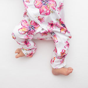 Hibiscus Kiss Newborn Kimono Coverall