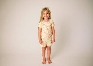 Lei Day in Sand Short Sleeve Kids Bamboo Two-Piece Pajama Set