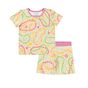 Lei Day in Sand Short Sleeve Kids Bamboo Two-Piece Pajama Set