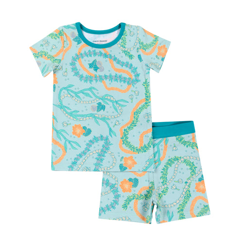 Lei Stand Short Sleeve Kids Bamboo Two-Piece Pajama Set
