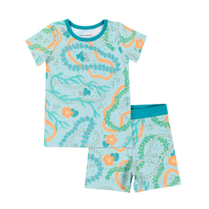 Lei Stand Short Sleeve Kids Bamboo Two-Piece Pajama Set