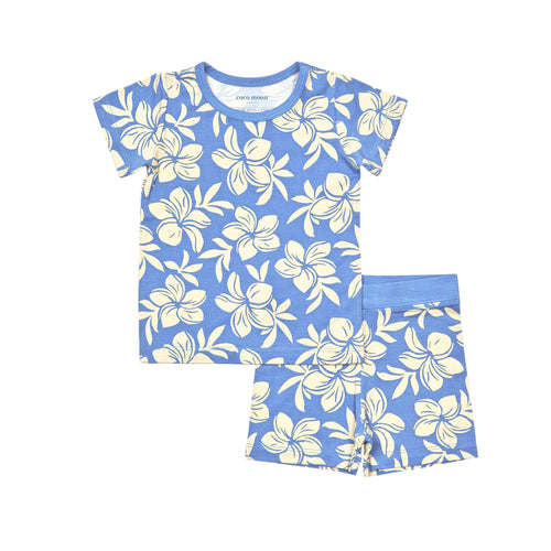 Plumeria Dreams Short Sleeve Kids Bamboo Two-Piece Pajama Set