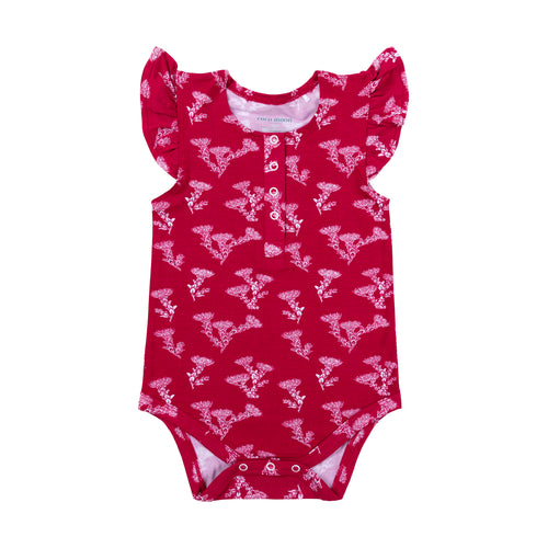 ʻŌhiʻa Lehua Flutter Sleeve Baby Bamboo Onesie