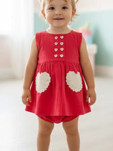 3yrs Coral Heart Gathered Valentines Dress