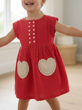 3yrs Coral Heart Gathered Valentines Dress