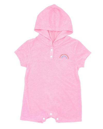 Finn Baby Hooded Romper in Fairytale Pink