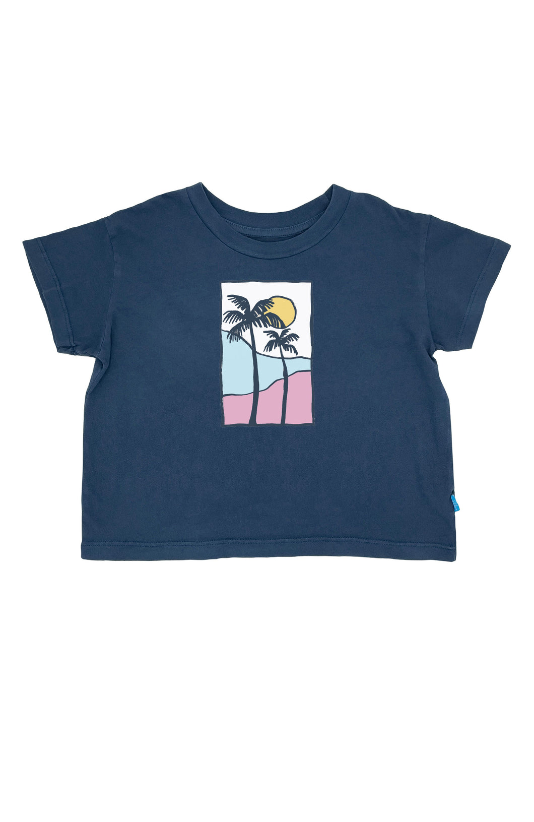 2yrs, 3yrs, 5yrs Palm Sunset Crop Tee in Navy