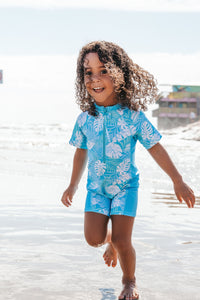 Beach Daze Short Sleeve Baby Rashsuit in Blue Grotto