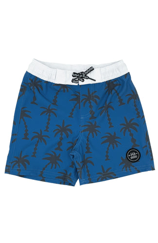 18mos, 2yrs, 4yrs Wavy Palm Boardshort in Seaside Blue