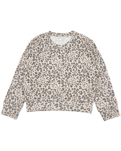 Leopard print hacci sweater on a white background