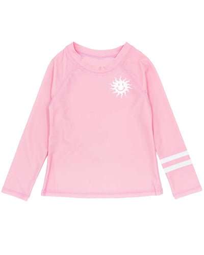 Stay Golden Long Sleeve Rash Guard Top in Fairy Tale Pink