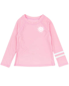 Stay Golden Long Sleeve Rash Guard Top in Fairy Tale Pink