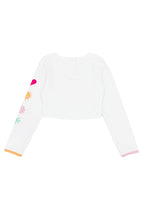 Aloha Crop Long Sleeve Rash Guard Top in White