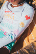 Aloha Crop Long Sleeve Rash Guard Top in White