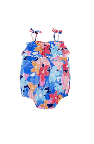 Bonita Romper in Multi Floral on Blue