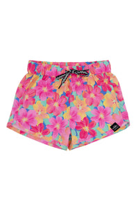 6-7yrs Castaway Beach Swim Short in Multi Floral Pink Carnation