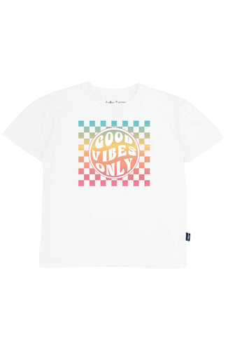 2-3yrs Checker Vibes Billie Tee in White