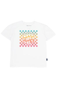 2-3yrs Checker Vibes Billie Tee in White