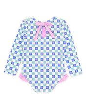 Coastal Cutie One-Piece Rashguard Surf Suit in Island Check