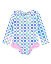 Coastal Cutie One-Piece Rashguard Surf Suit in Island Check