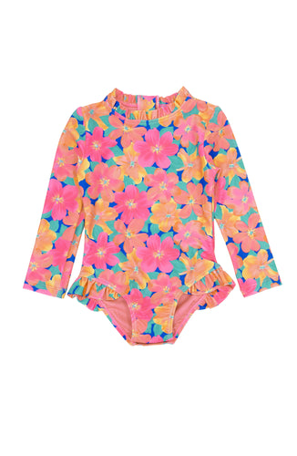 Wave Chaser Surf Suit in Multi Floral Pink Carnation