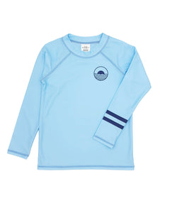 Icon Long Sleeve Rash Guard Top in Crystal Blue