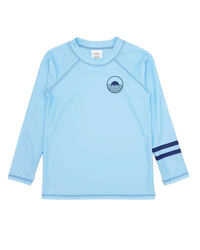 Icon Long Sleeve Rash Guard Top in Crystal Blue