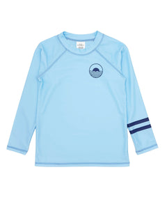 Icon Long Sleeve Rash Guard Top in Crystal Blue