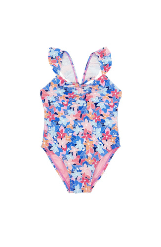 In a Cinch One Piece Swimsuit in Multi Floral Blue