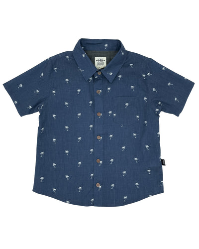 18 mos Island Palm Button Down Shirt in Navy