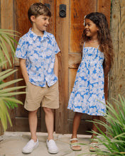 Hibiscus Button Down Shirt in Marina Blue