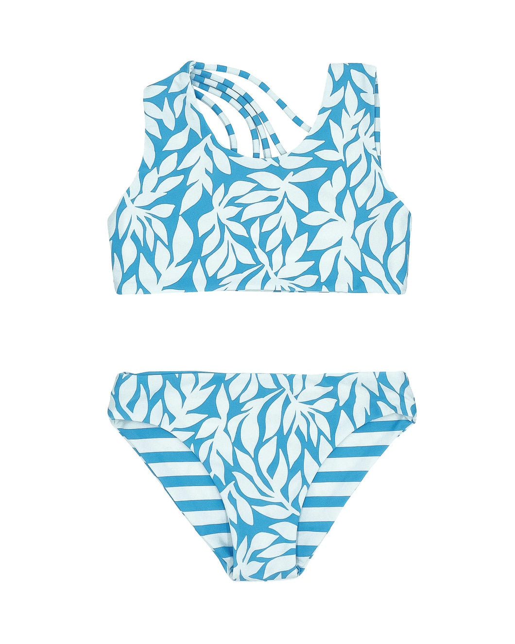 2yrs, 4yrs, 5yrs REVERSIBLE 4 Way Summer Sun Bikini in High Tide on Blue Grotto