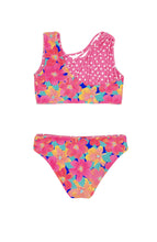 3yrs, 4yrs REVERSIBLE 4 Way Summer Sun Bikini in Multi Floral Pink Carnation