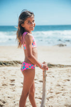 3yrs, 4yrs REVERSIBLE 4 Way Summer Sun Bikini in Multi Floral Pink Carnation