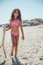 3yrs, 4yrs REVERSIBLE 4 Way Summer Sun Bikini in Multi Floral Pink Carnation