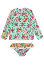 6-12mos, 2yrs Sandy Toes Swim Long Sleeve Set Bikini in Beach Glass