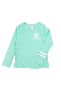 Shell Yeah Long Sleeve Rash Guard Top in Beach Glass