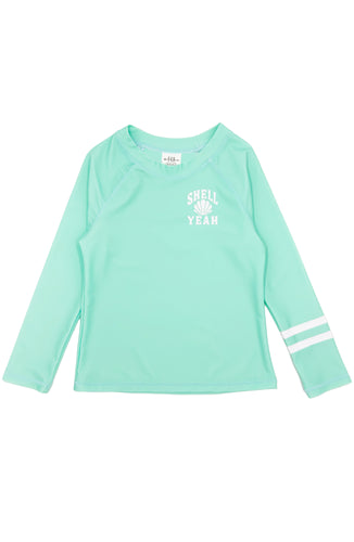 Shell Yeah Long Sleeve Rash Guard Top in Beach Glass