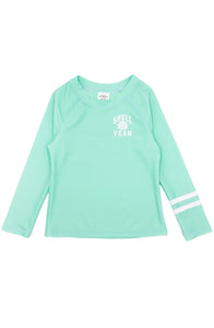 Shell Yeah Long Sleeve Rash Guard Top in Beach Glass