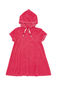 Summer Vibes Hooded Beach Cover Up in Hot Coral
