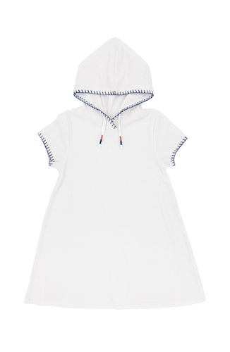 Summer Vibes Hooded Beach Cover Up in White