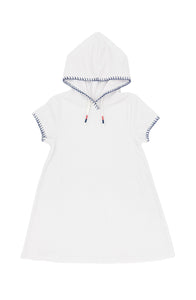 Summer Vibes Hooded Beach Cover Up in White