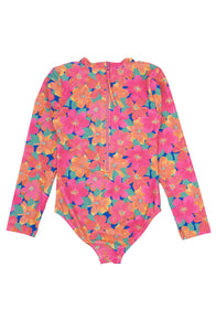 Wave Chaser Surf Suit in Multi Floral Pink Carnation
