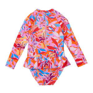 Blooming Sunset Sustainable Long Sleeve Skirt Surf Suit